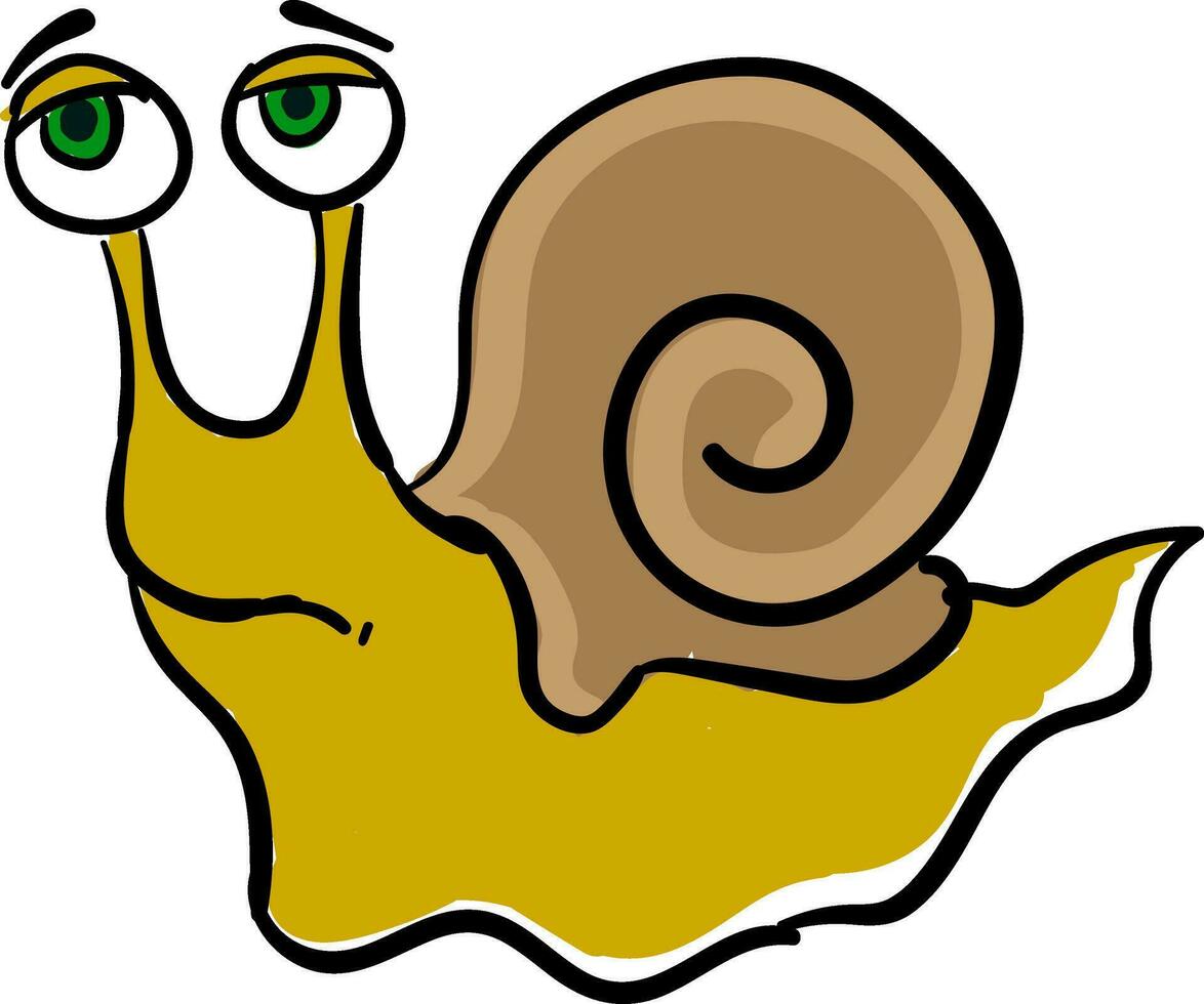 Emoji of a sad yellow-colored snail vector or color illustration