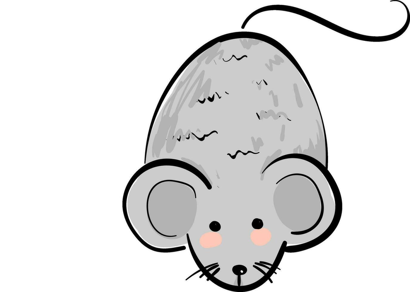 Cartoon cute little mouse set on isolated white background viewed from the front vector or color illustration