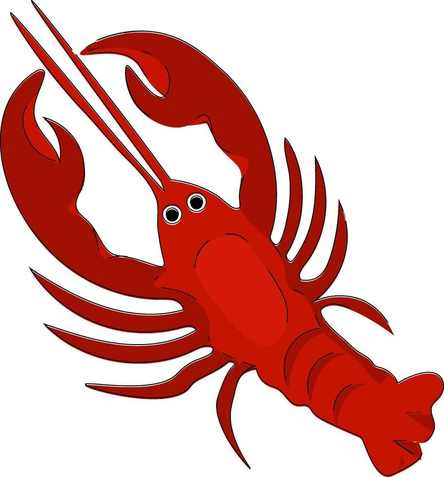 Clipart of a red-colored lobster vector or color illustration