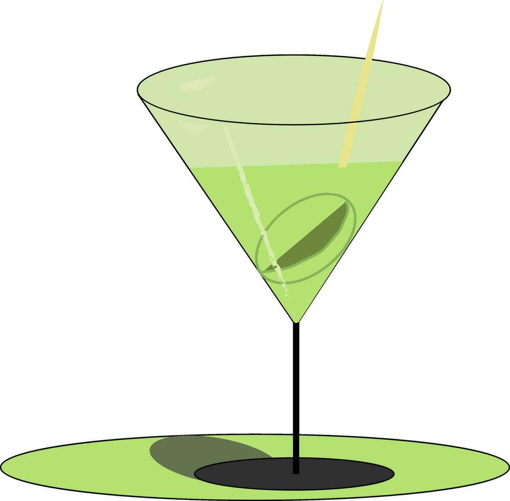 de color verde martini bebida lleno en elegante fiesta cristalería vector o color ilustración