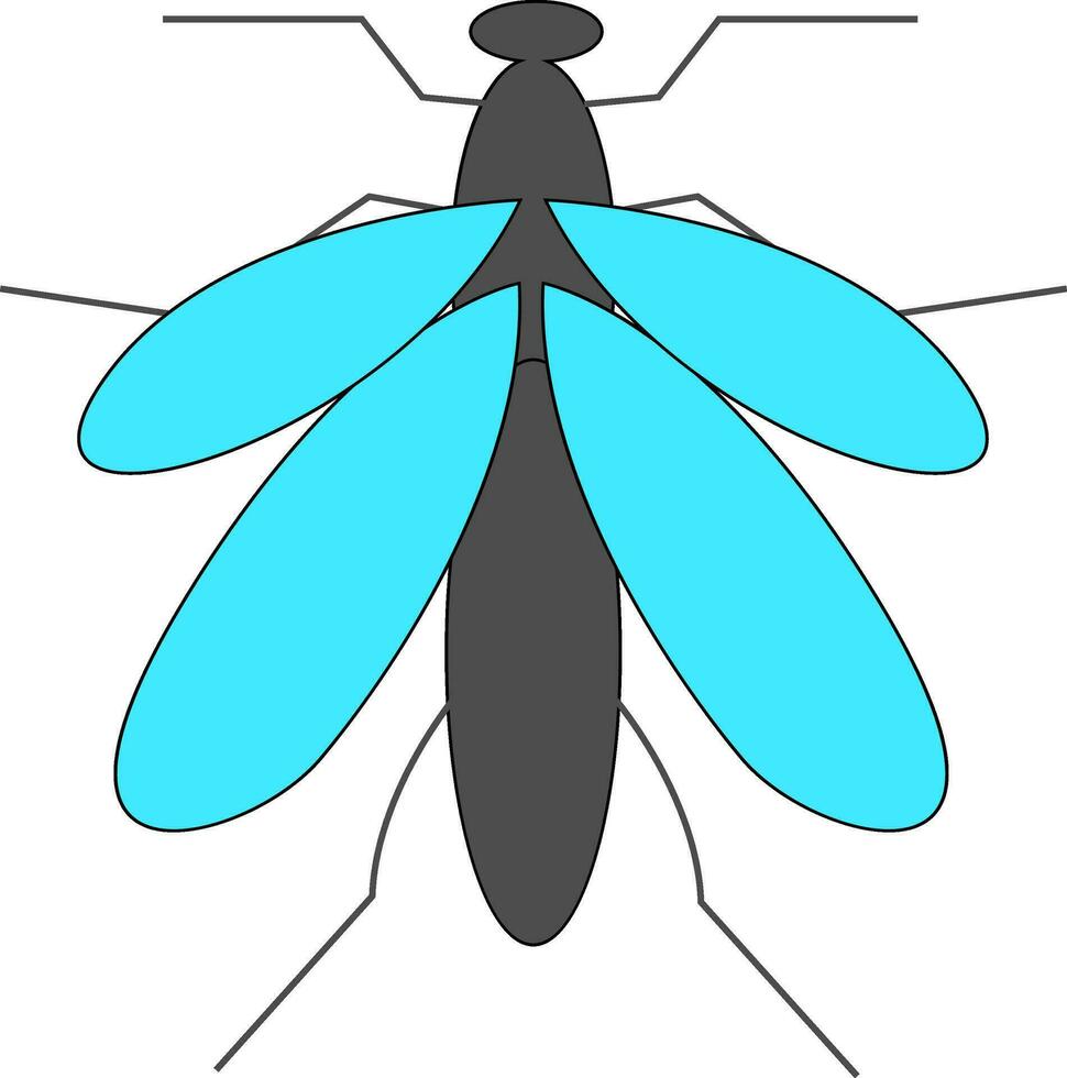 Cartoon grey mosquito vector or color illustration