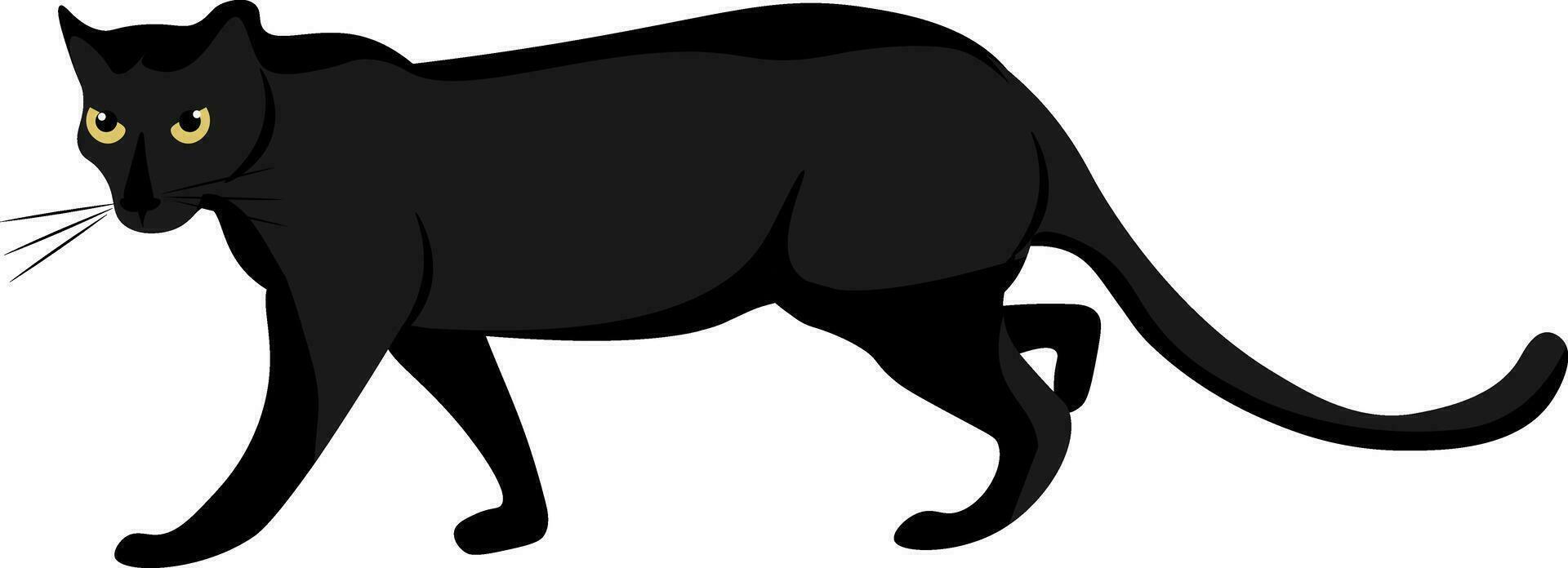 Cartoon panther set on isolated white background viewed from the side vector or color illustration