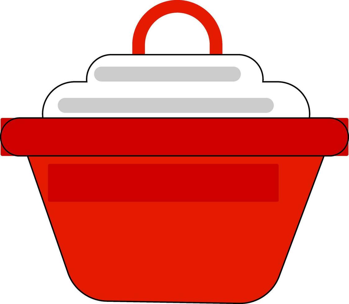 Clipart of a red-colored non-stick saucepan provided with a white lid vector or color illustration