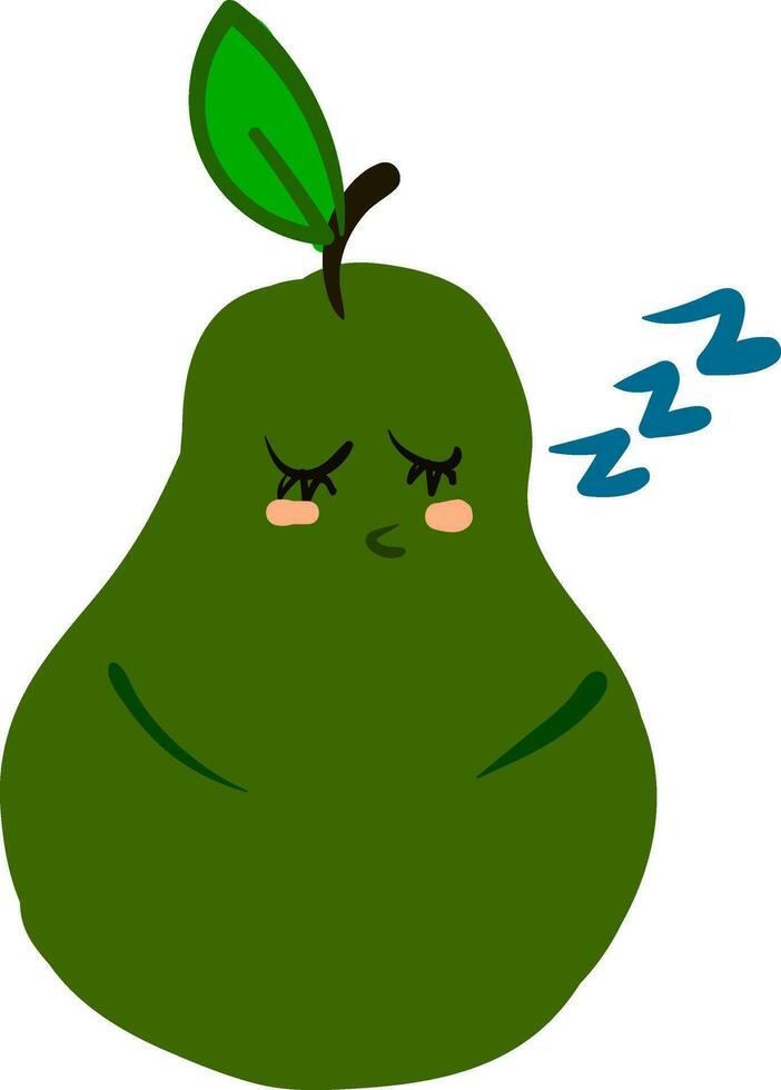 Clipart of a green-colored sleeping pear vector or color illustration