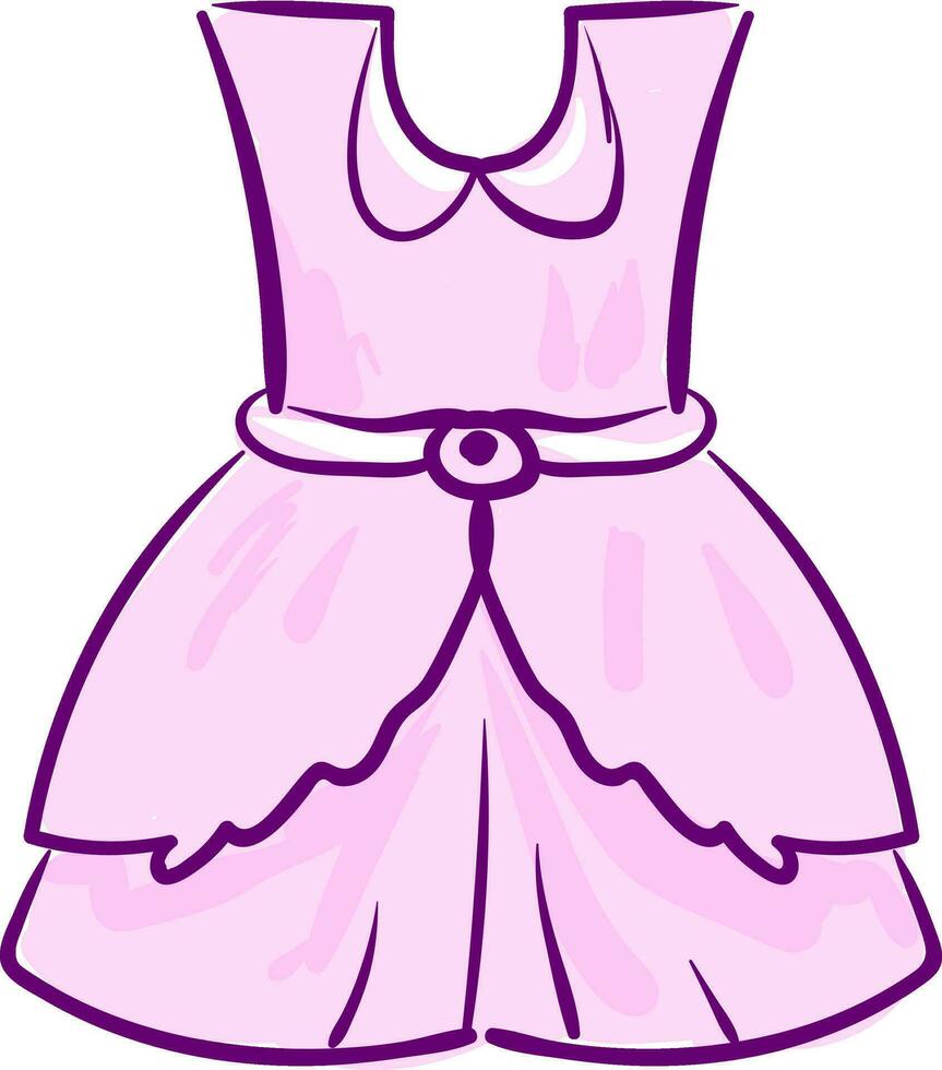 A showcase pink-colored frock for girl children vector or color illustration