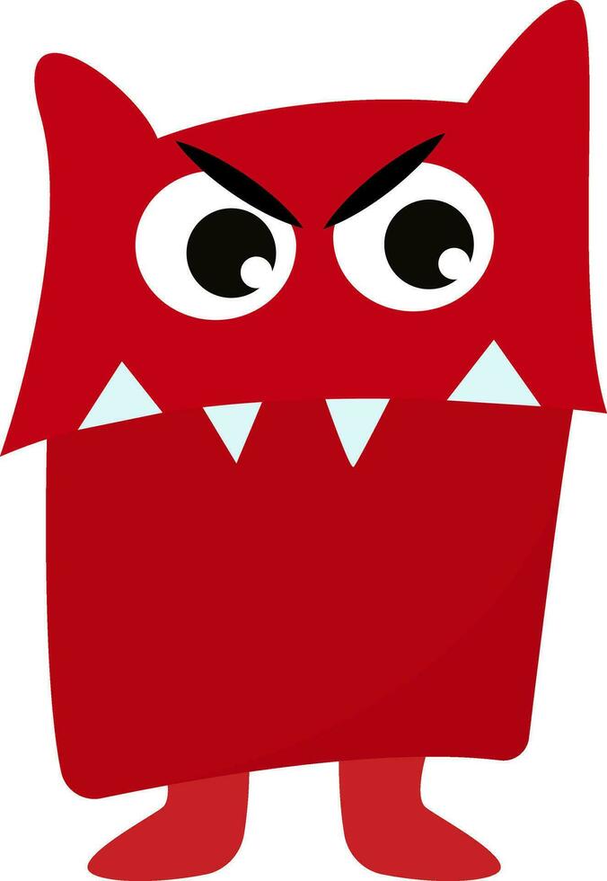 Clipart of a red angry monster vector or color illustration