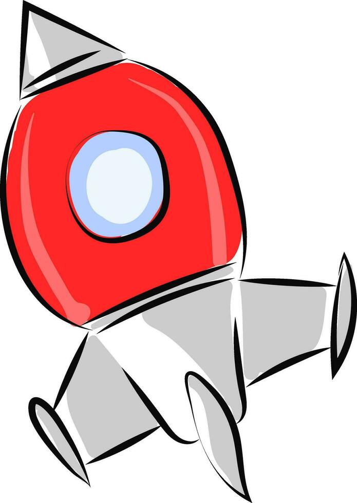 Clipart of a red-colored rocket over white background vector or color illustration