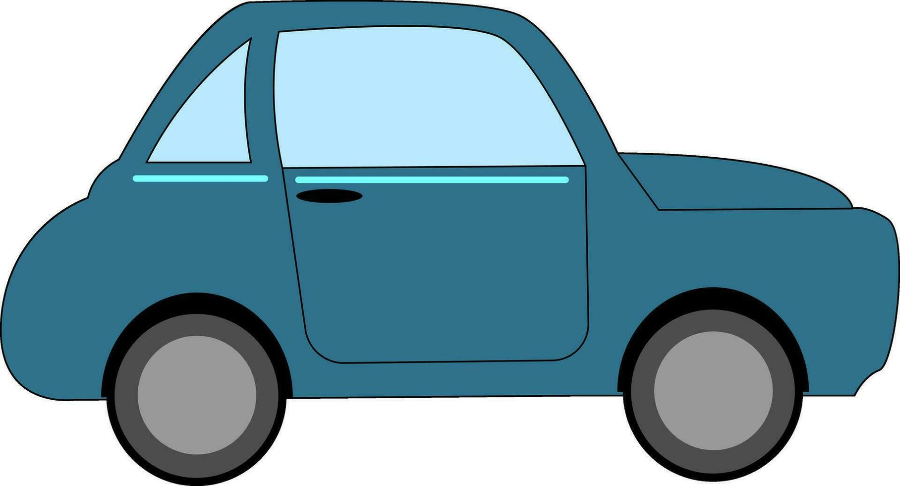 Painting of a blue car set on isolated white background viewed from the side vector or color illustration