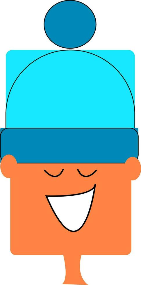 Cartoon boy in a blue woollen hat vector or color illustration