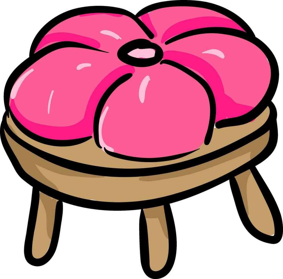 clipart de un de forma redonda marrón taburete con un rosado acolchado asiento vector o color ilustración