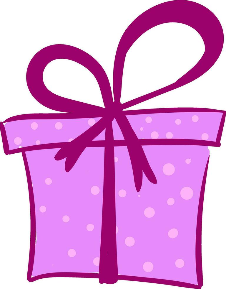 Drawing of a purple-colored gift box vector or color illustration