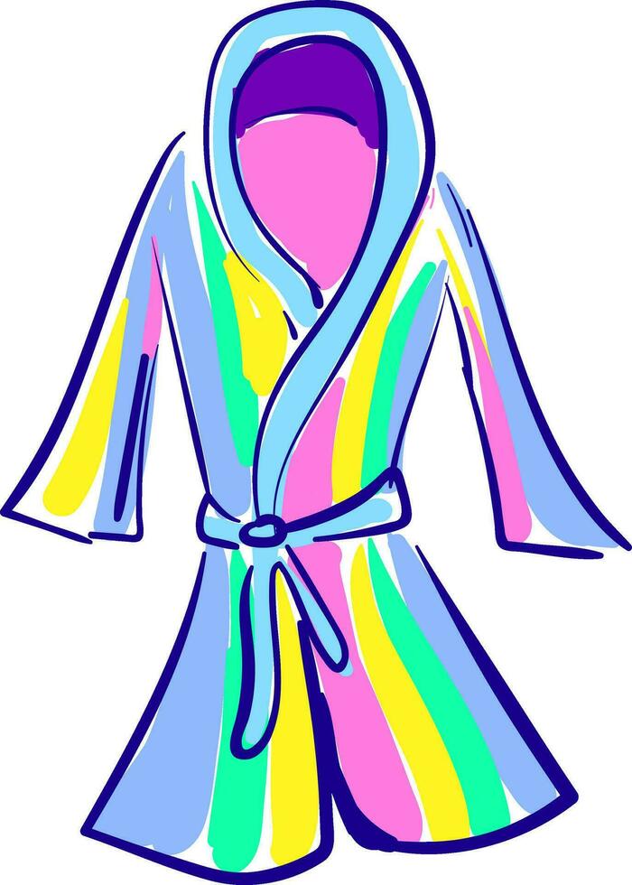 Clipart of a showcase multi-colored bathrobe over white background vector or color illustration