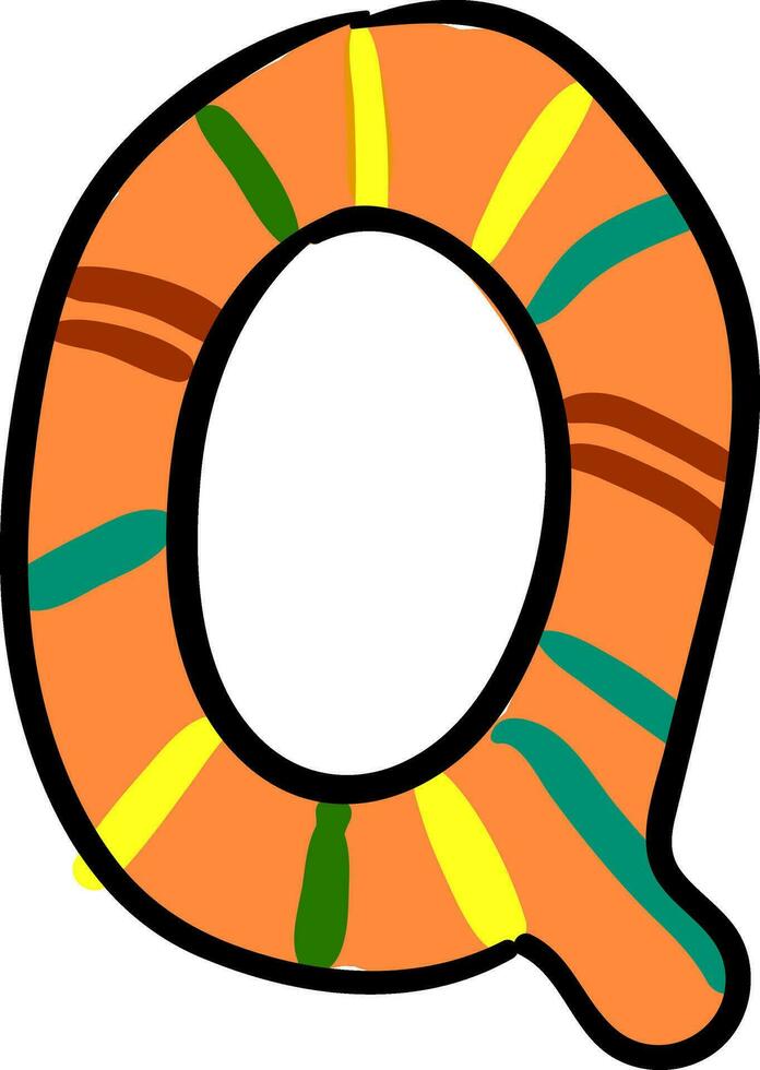 Painting of the letter Q alphabet in multicolors vector or color illustration