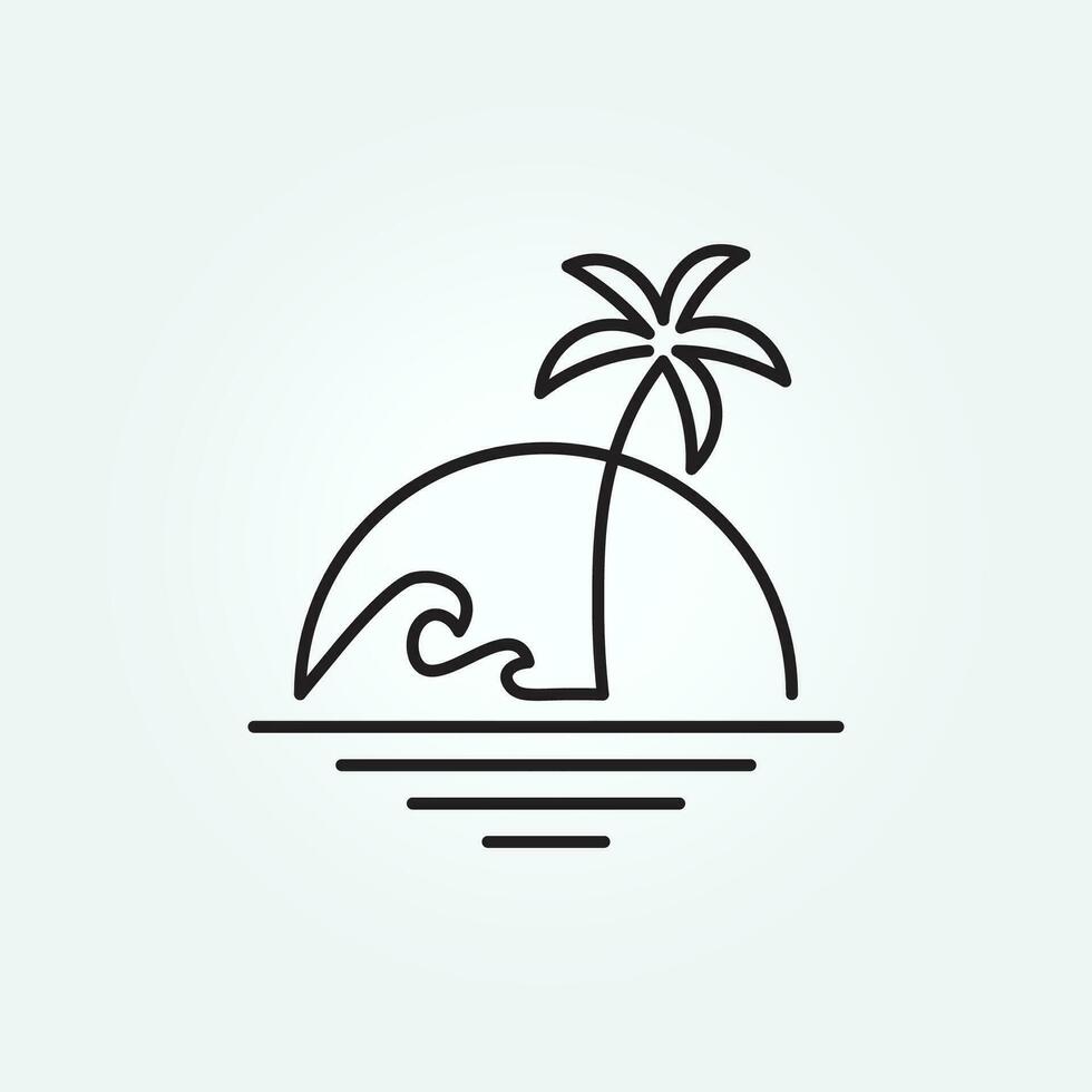 palm tree line art logo vector illustration template design