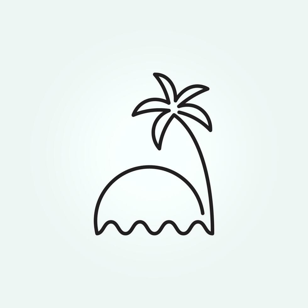 palm tree line art logo vector illustration template design