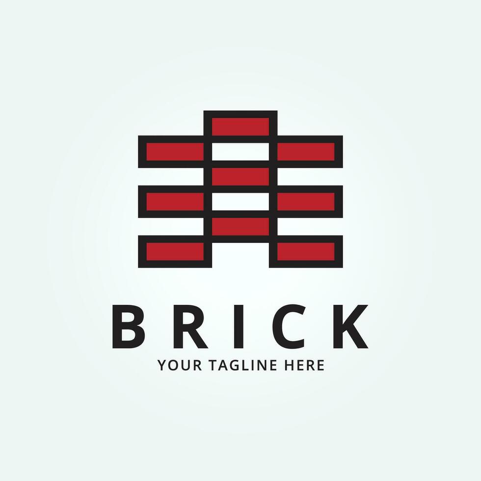 red brick, pile and stack balance bricks logo vector illustration design template product