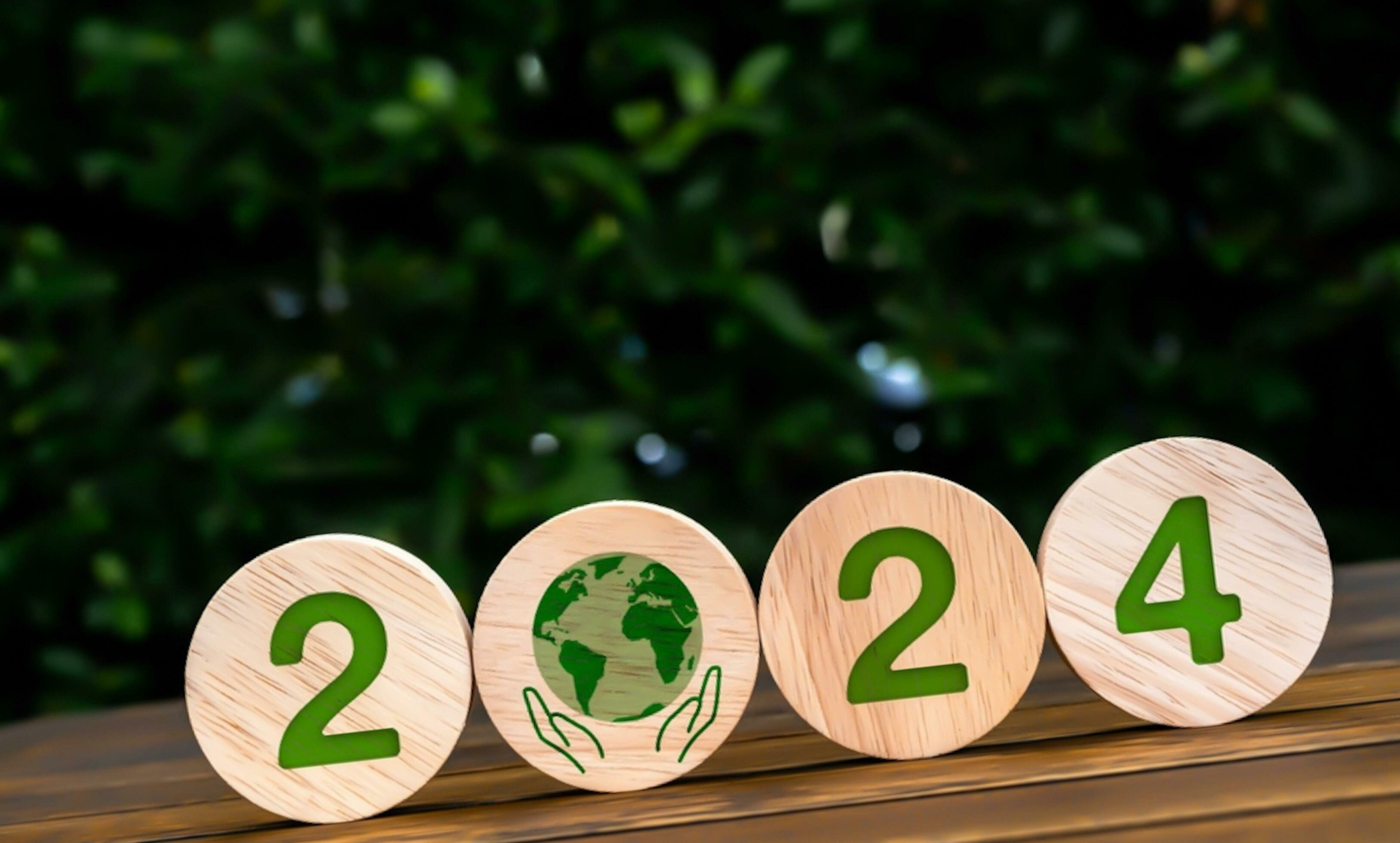 Happy new year 2024, 3d earth orb with digital world map placed on