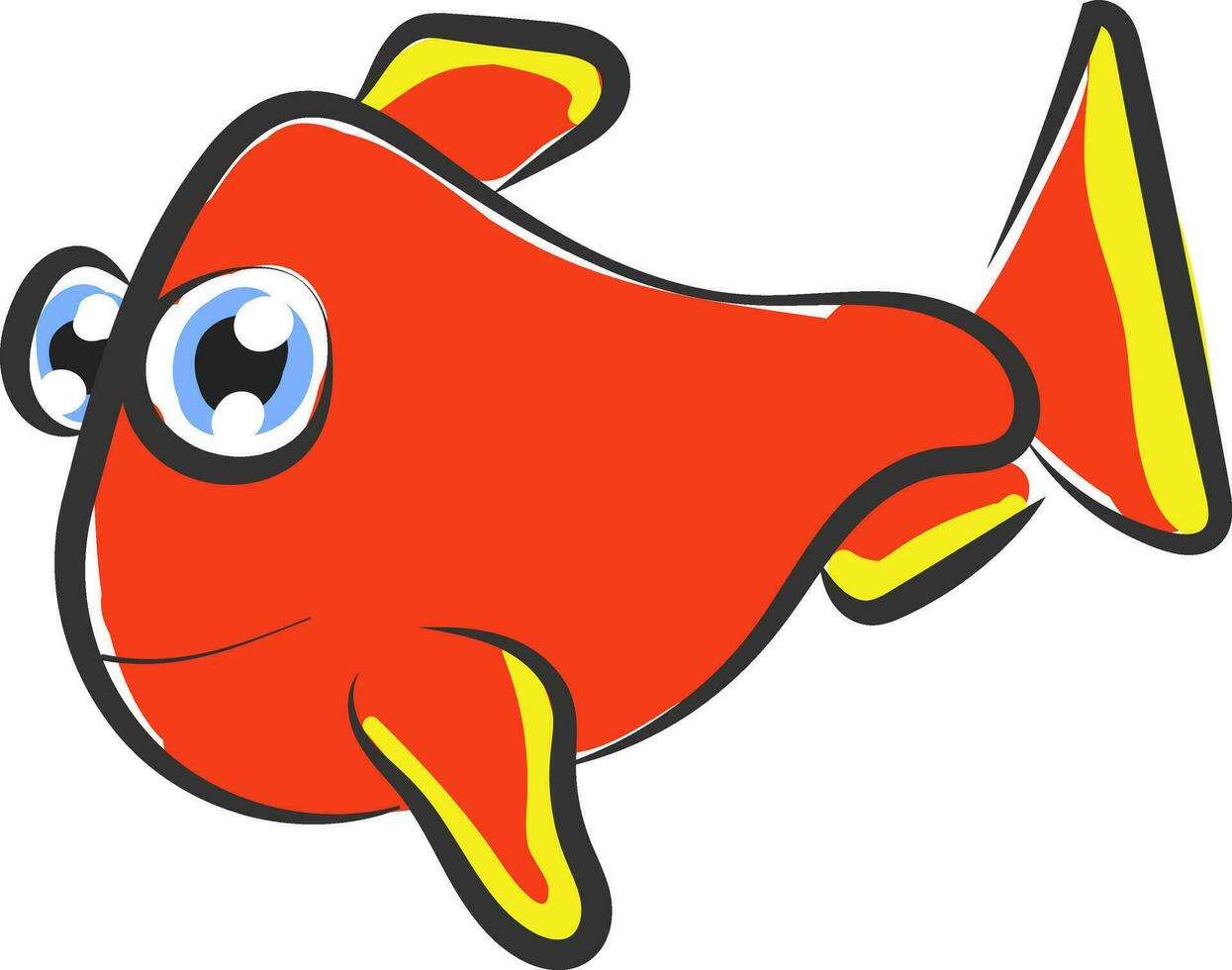 Painting of a red-colored fish set on isolated background viewed from the side vector or color illustration