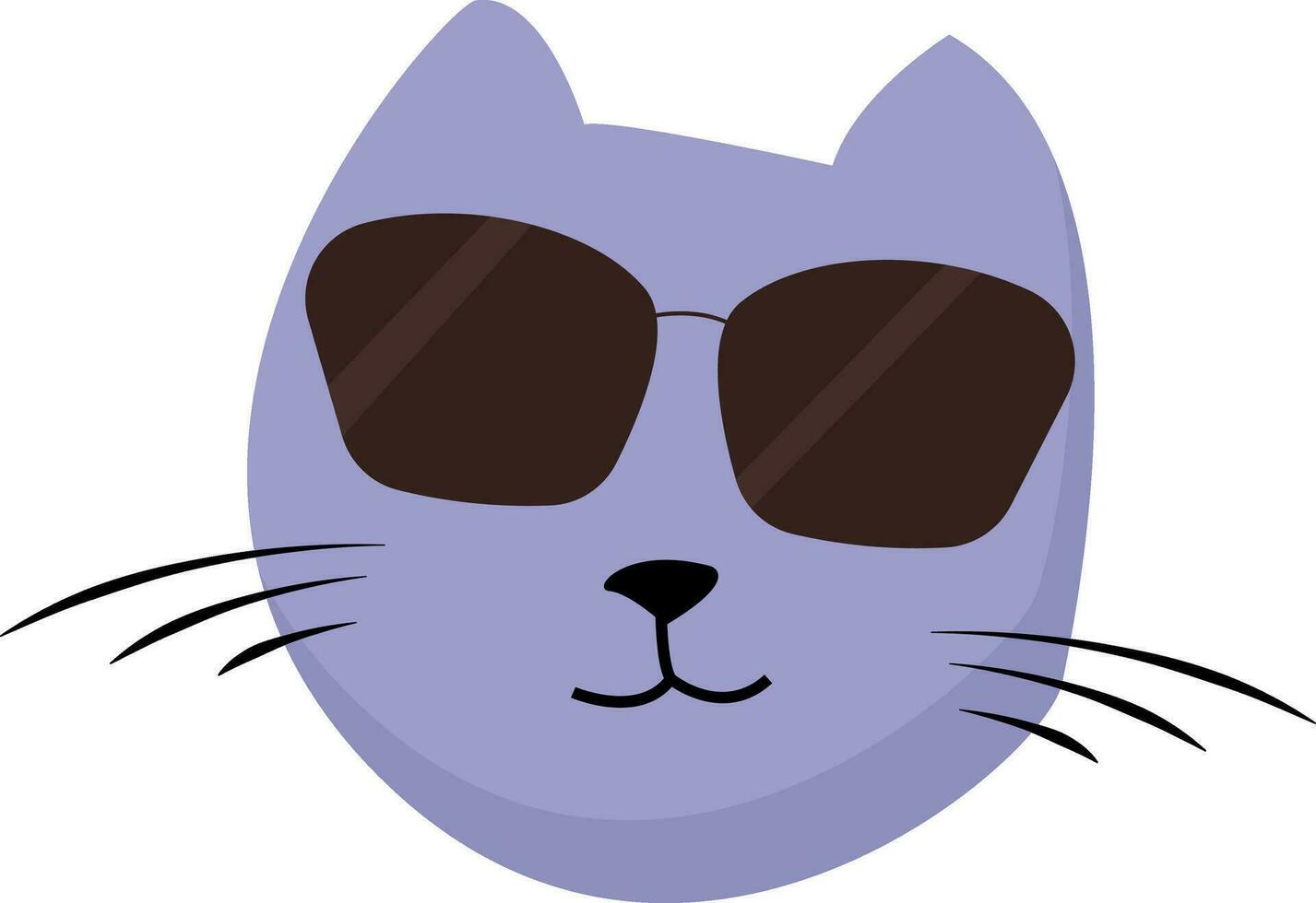 Painting of the face of a happy cat with sunglasses vector or color illustration