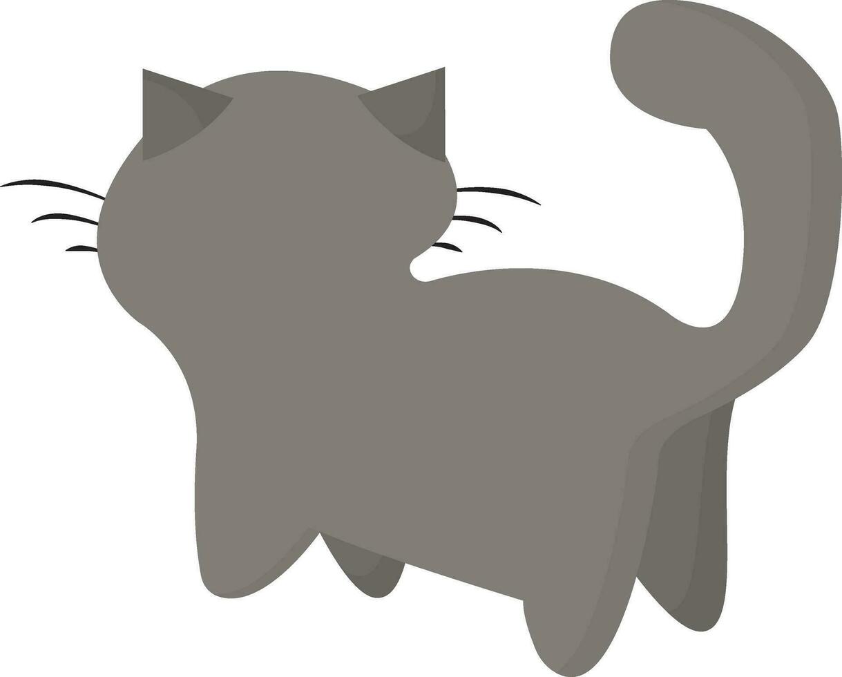 pintura de un gris gato conjunto en un aislado blanco antecedentes y visto desde el espalda vector o color ilustración