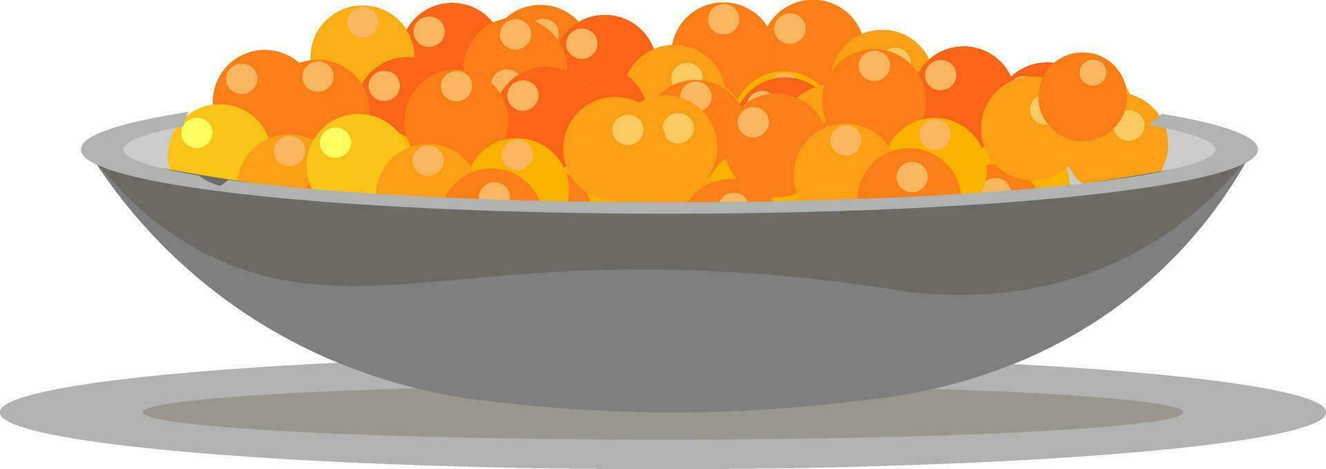 Painting of a giant bowl filled with the tasty caviar vector or color illustration
