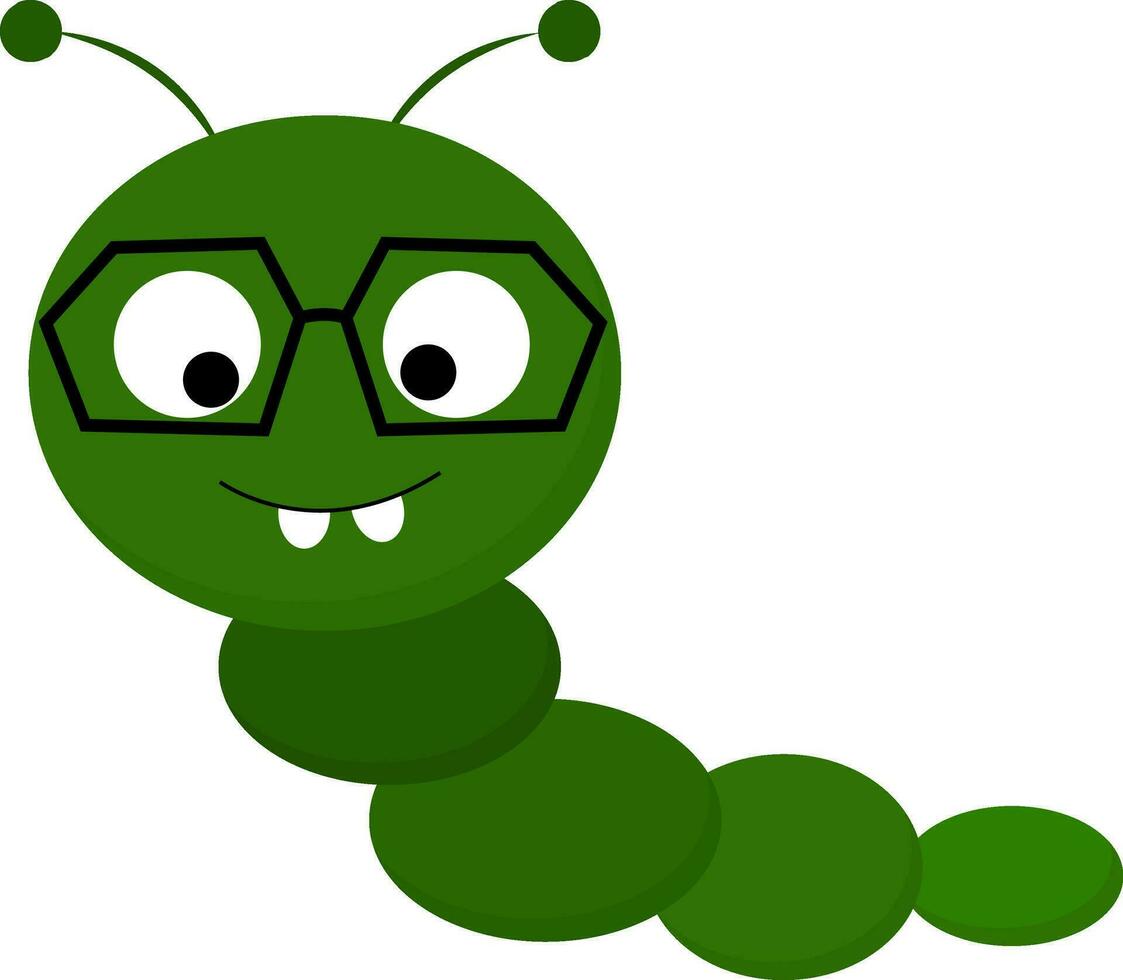 Clipart of a cute little caterpillar with hexagonal glasses vector or color illustration