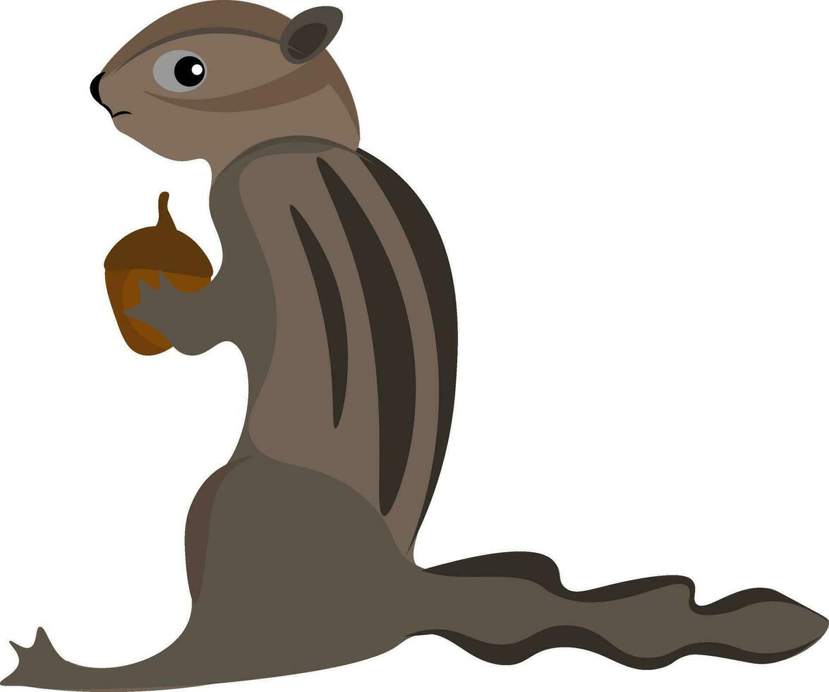 Painting of a chipmunk holding an acorn set on isolated white background viewed from the side vector or color illustration