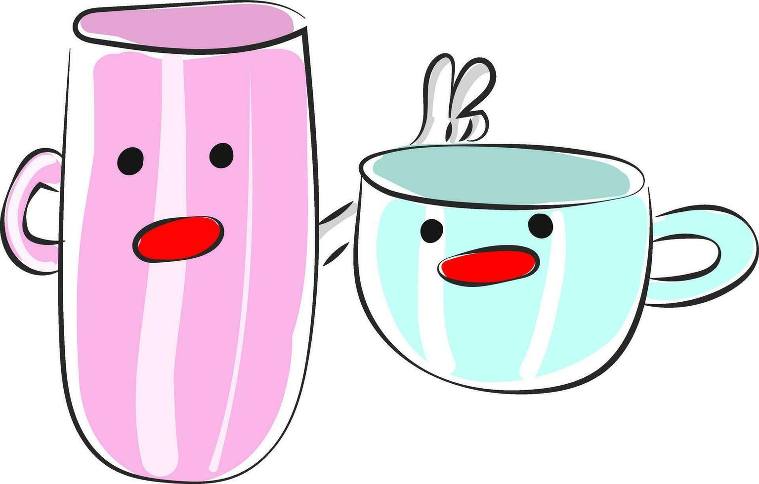 emoji de sonriente café tazas vector o color ilustración