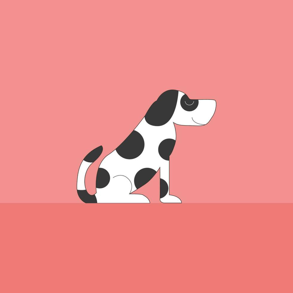 Portrait of a white dog with black patches vector or color illustration