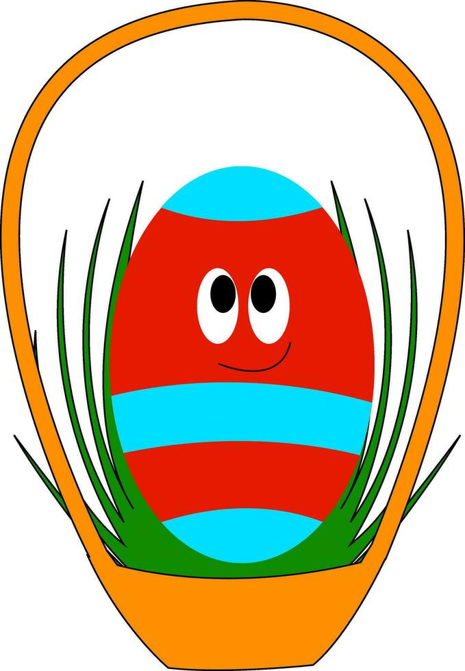 Emoji of a colorful smiling chicken egg vector or color illustration