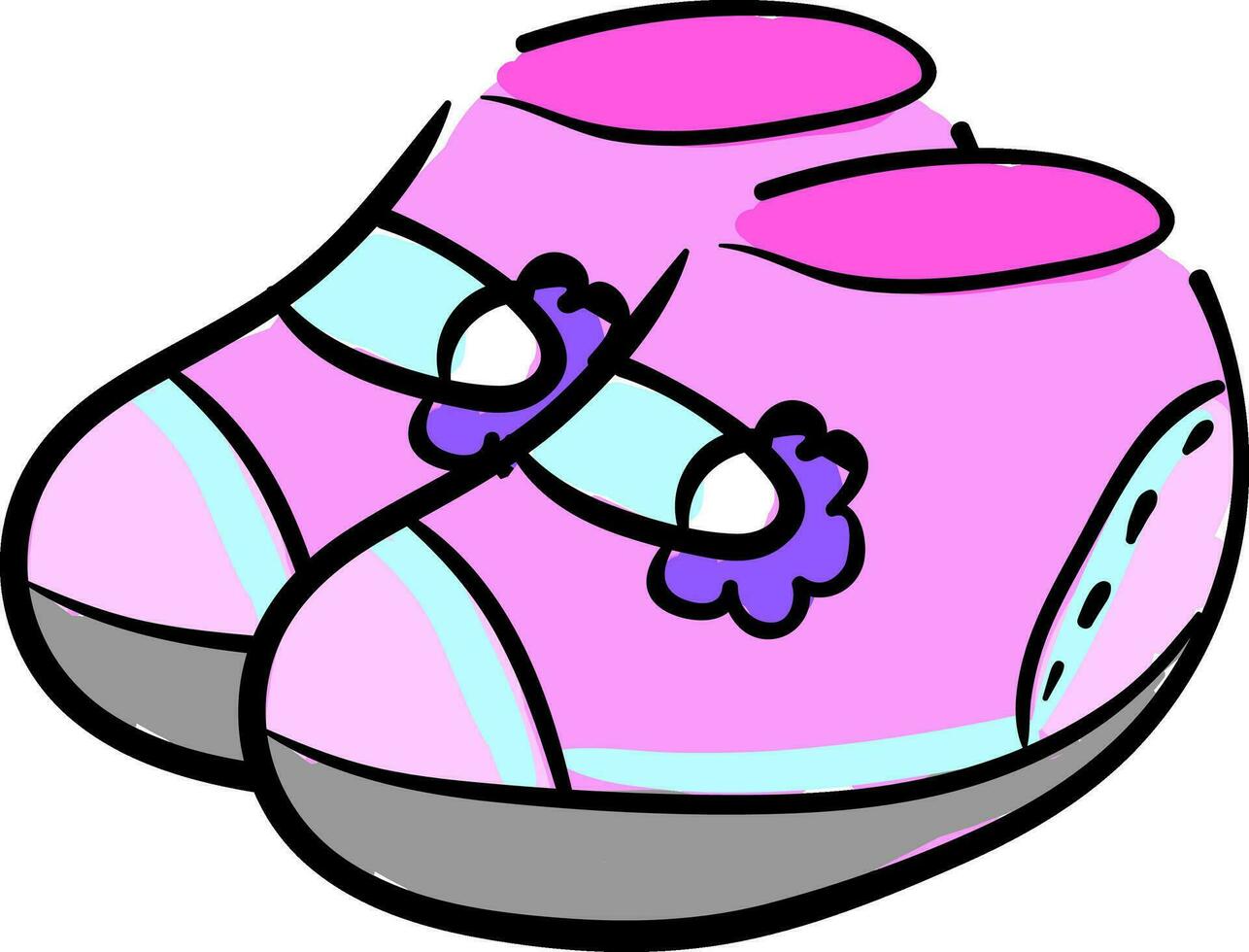 Clipart of a pair of babys pink shoes vector or color illustration