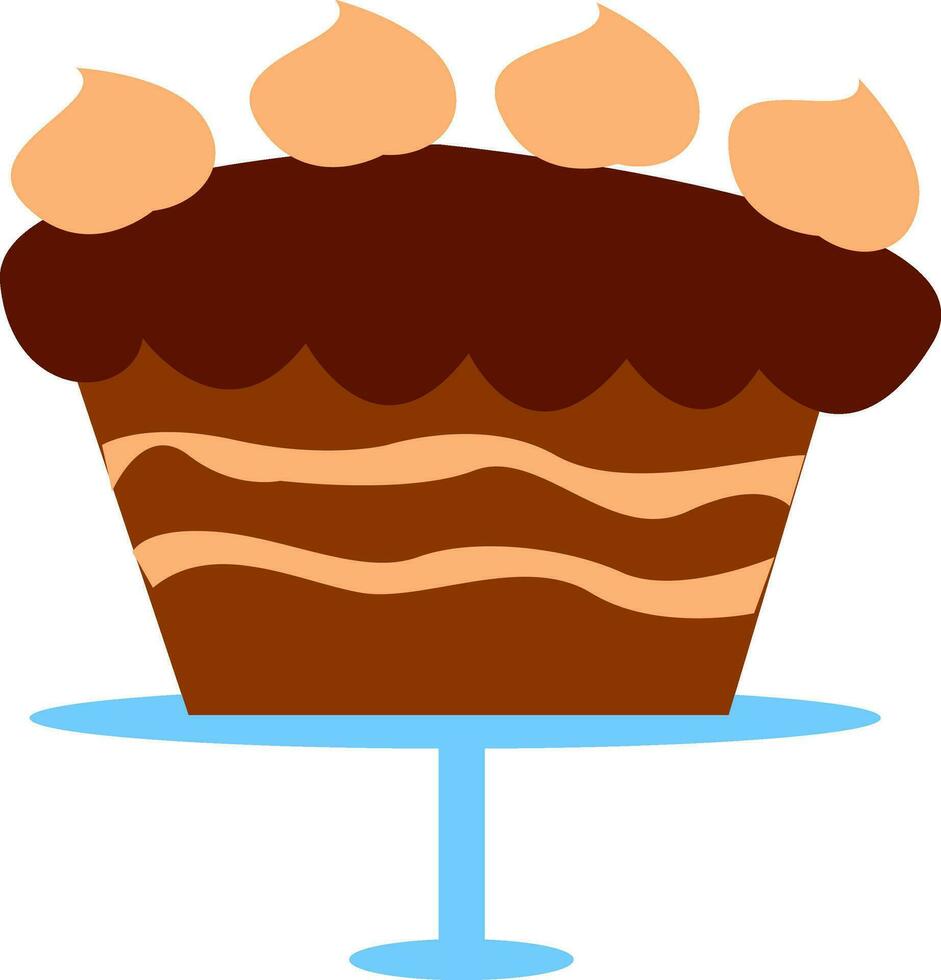 Drawing of a brown chocolate cake vector or color illustration