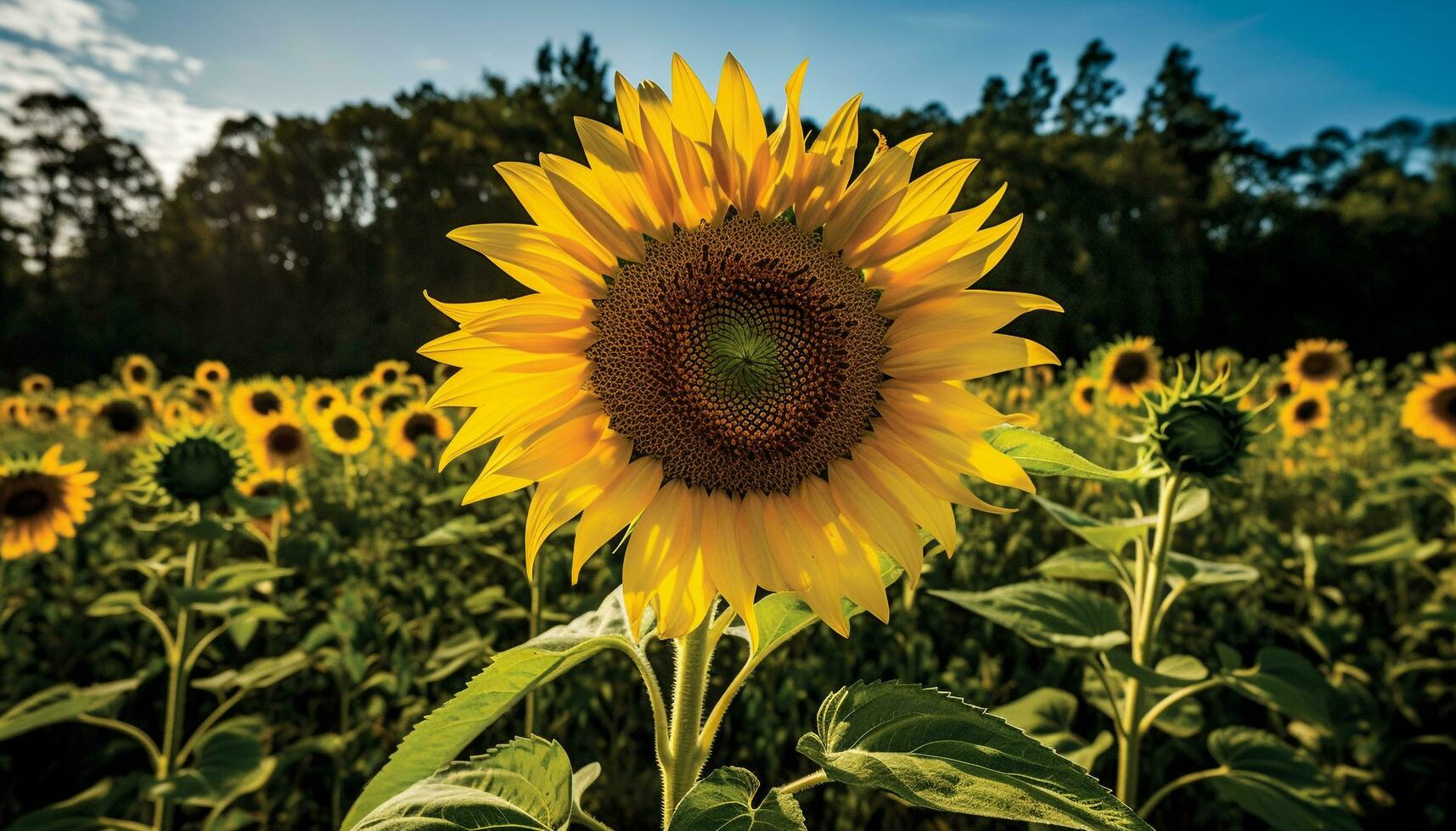 ai generado girasol en naturaleza, amarillo verano planta, rural escena, agricultura flor generado por ai foto