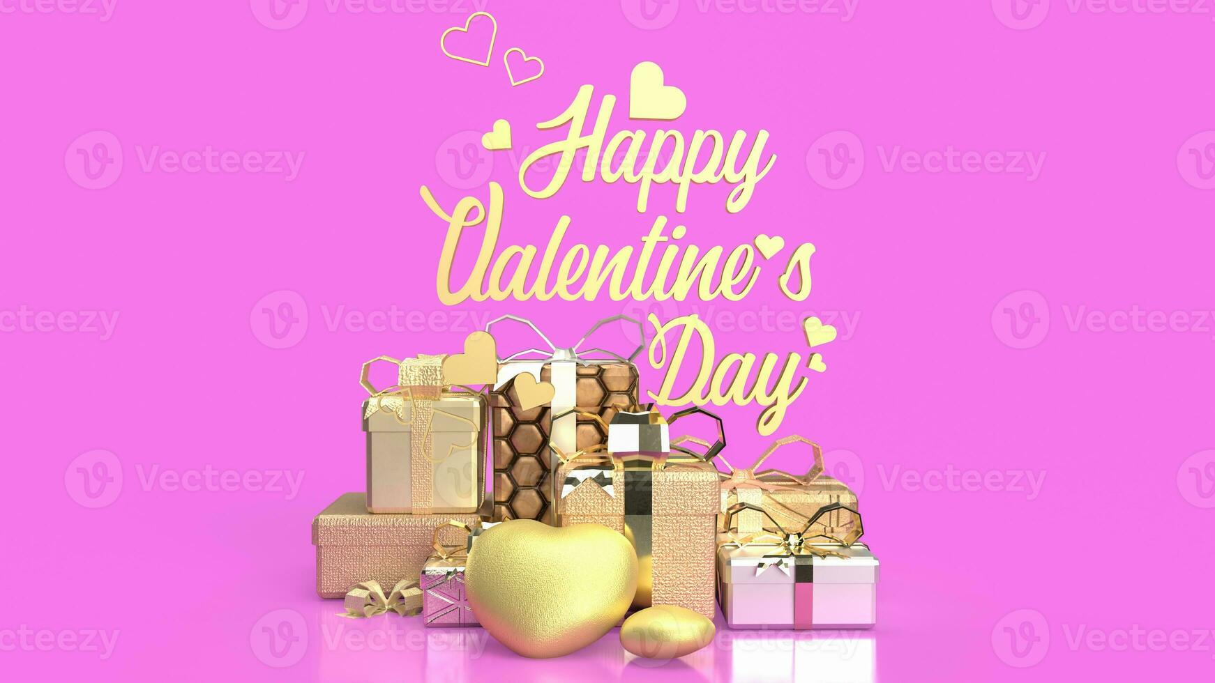 The gold gift box for Valentine's Day concept 3d rendering photo