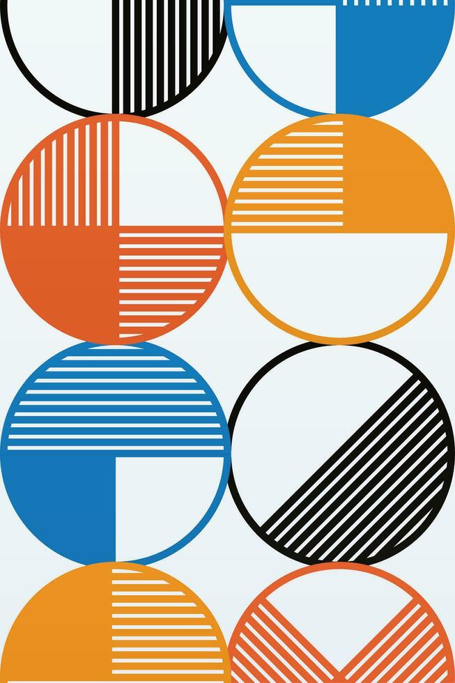 Abstract Geometric Bauhaus Wall Decoration Poster. Mid Century Modern Wall Art vector