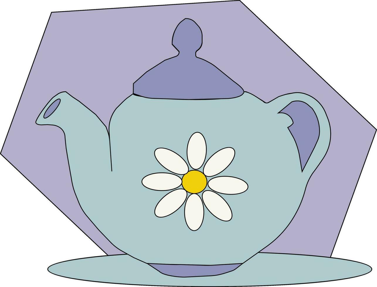 Portrait of a decorative teapot vector or color illustration