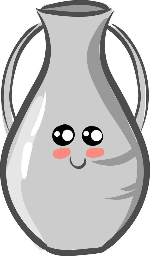 emoji de un linda gris jarra vector o color ilustración