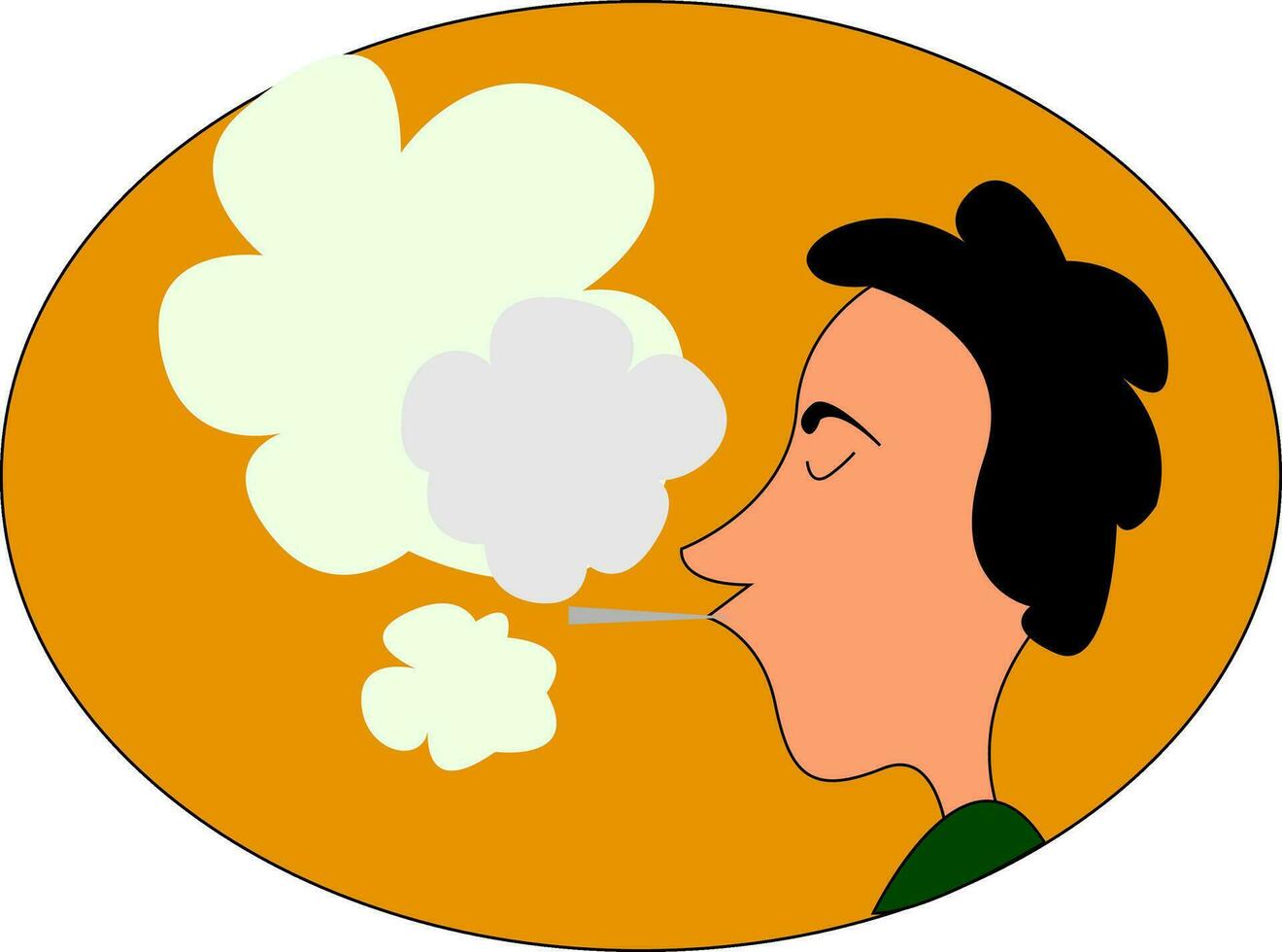 A smoking man, vector or color illustration.