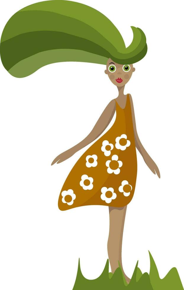 Summer girl, vector or color illustration.