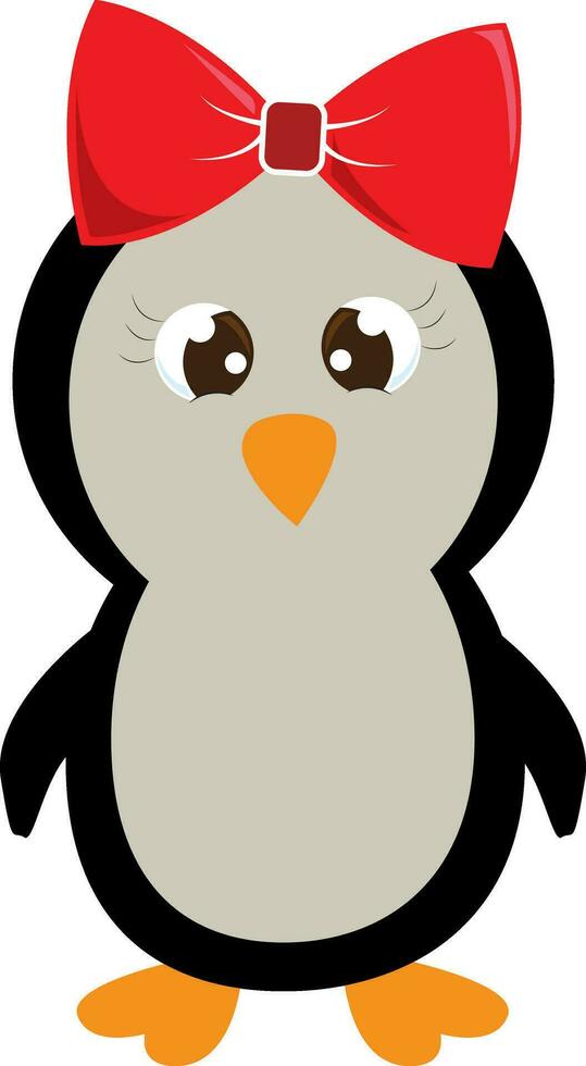 Emoji of a cute girl penguin vector or color illustration