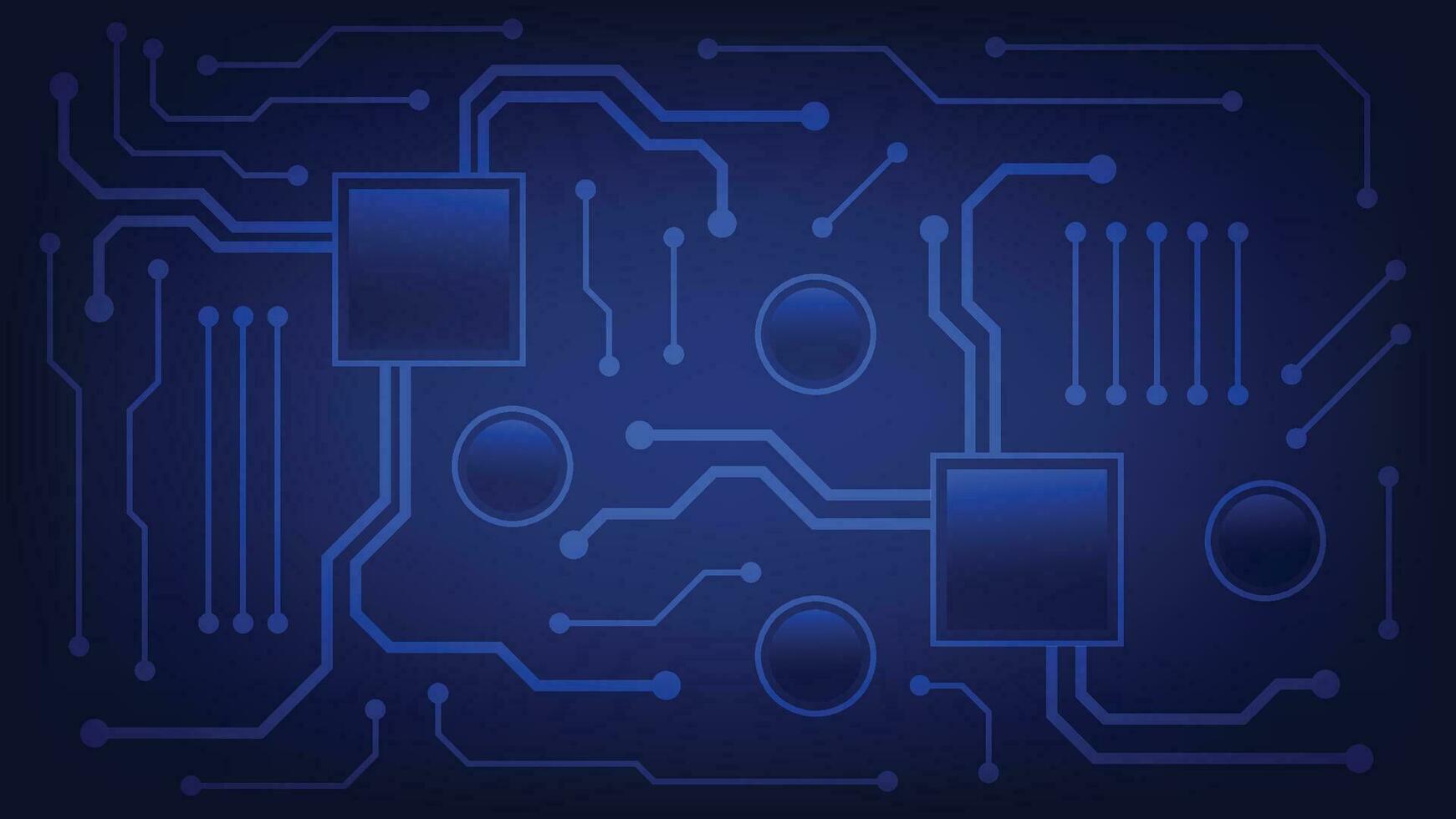 Hi tech digital circuit board. electrical lines connected on blue lighting background. futuristic technology design element concept vector