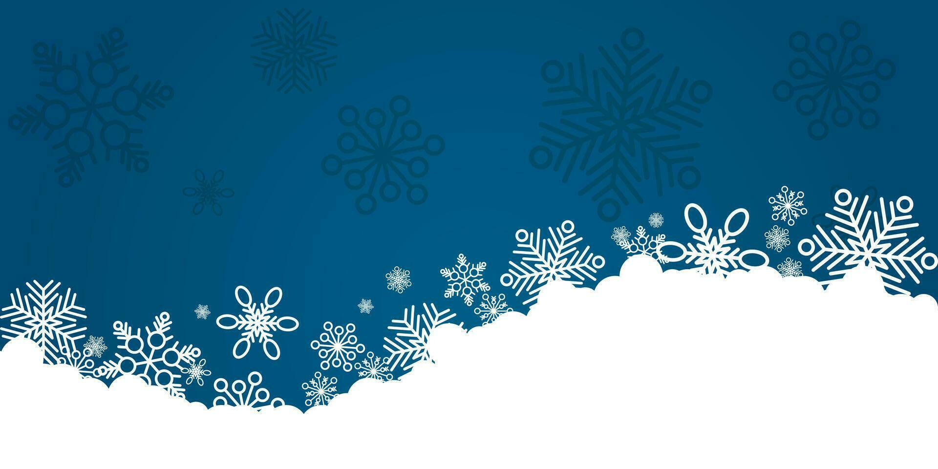 invierno y Navidad antecedentes vector diseño con copos de nieve con copyspace