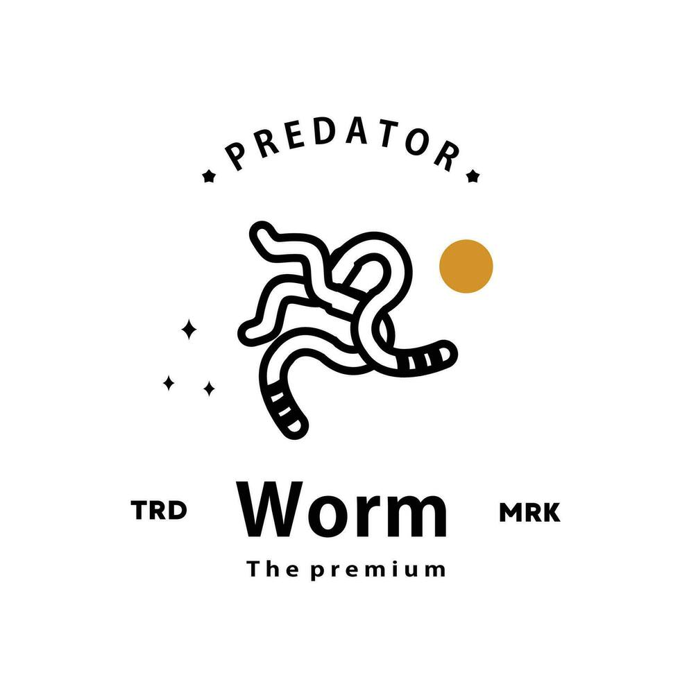 vintage retro hipster worm logo vector outline monoline art icon