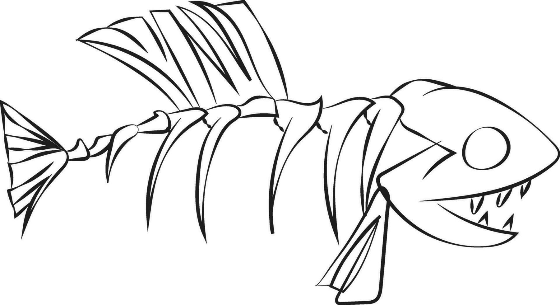 Line art of a fish skeleton vector or color illustration 35434767
