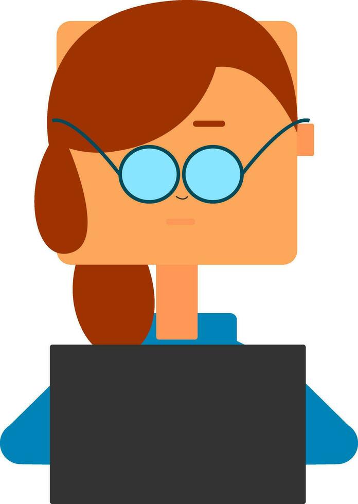 Girl with laptop , vector or color illustration