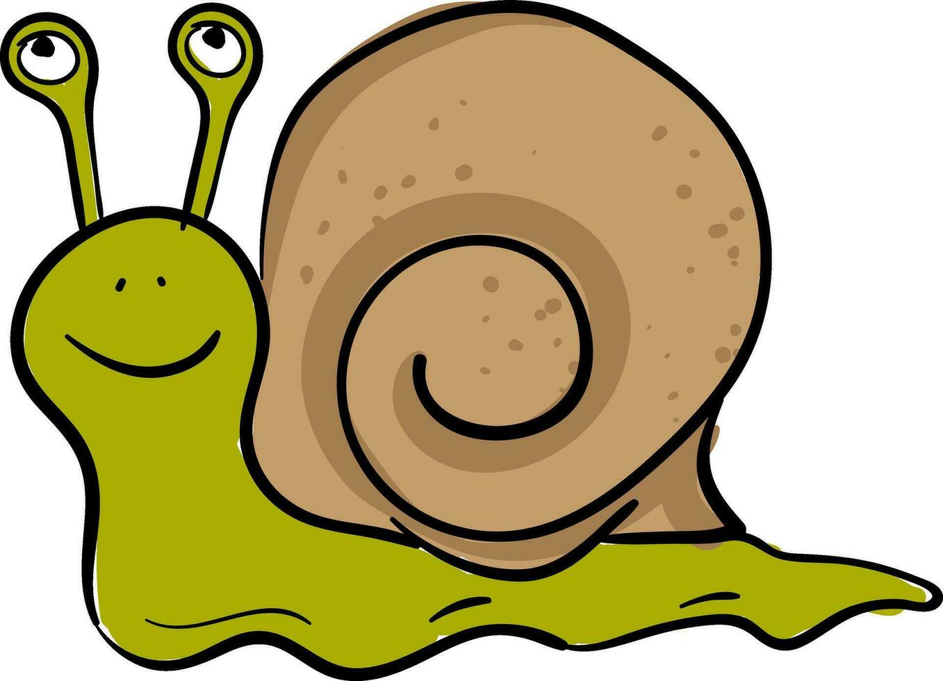 Emoji of a happy green-colored snail vector or color illustration