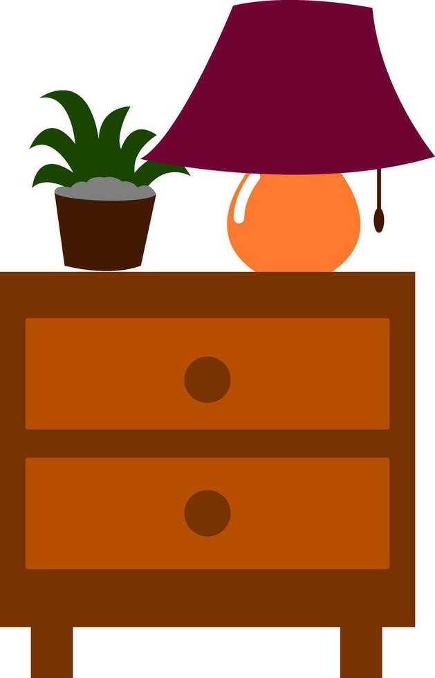 Clipart of a nightstand side table with two drawers for bedrooms, vector or color illustration