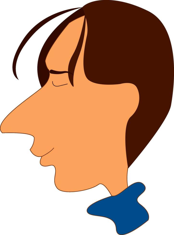 Cartoon man set on isolated white background viewed from the side vector or color illustration