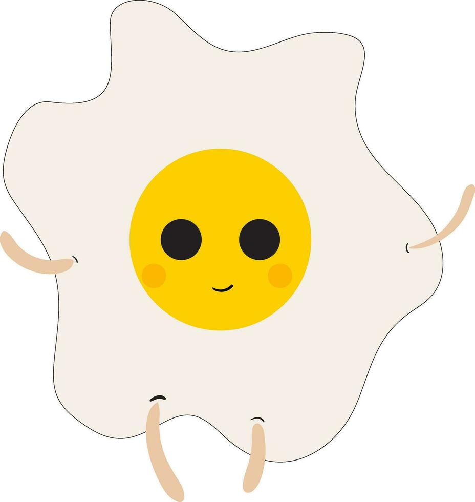 Emoji of a smiling sunny side up egg vector or color illustration