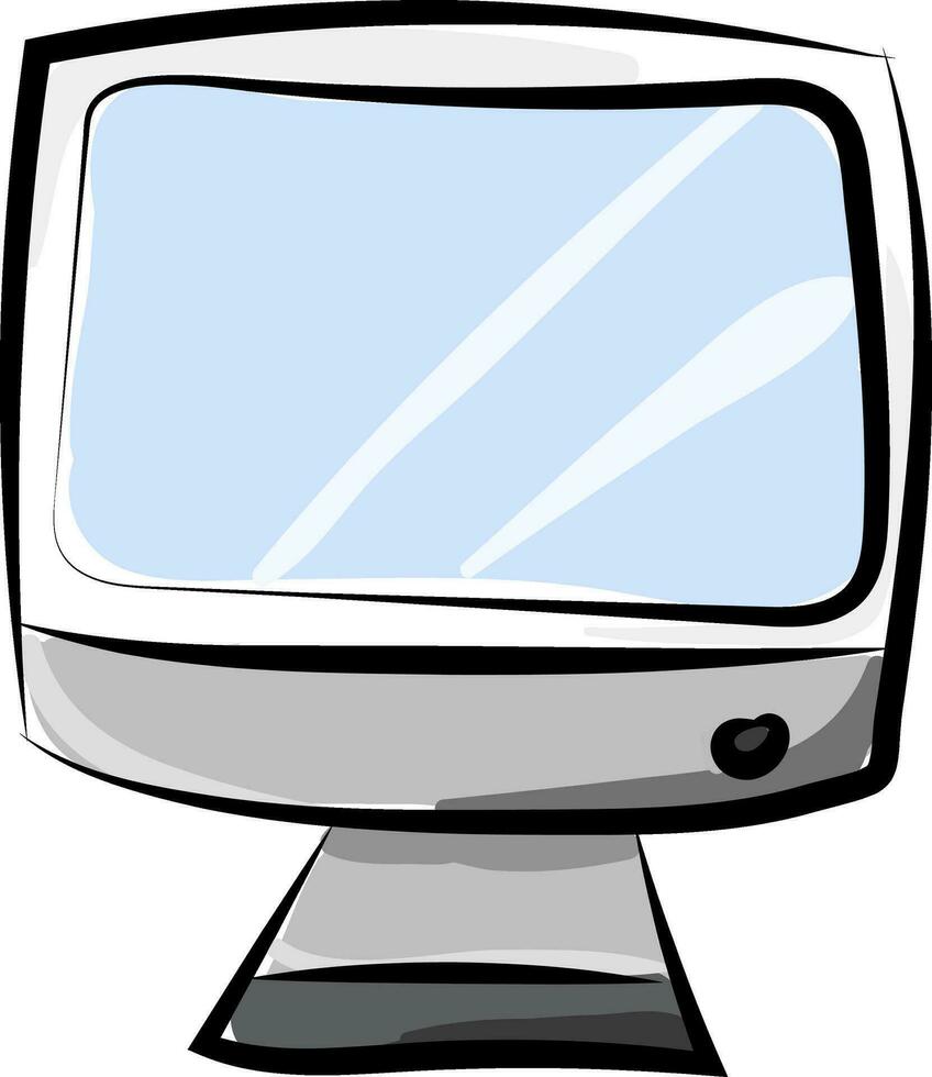 Painting of a computer monitor, vintage, vector or color illustration